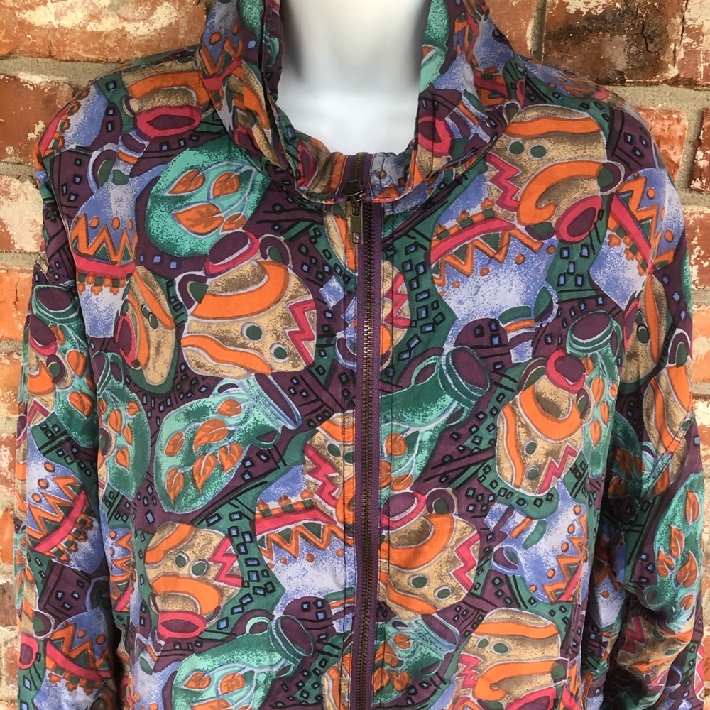 Mureli 100% silk zip front jacket size large